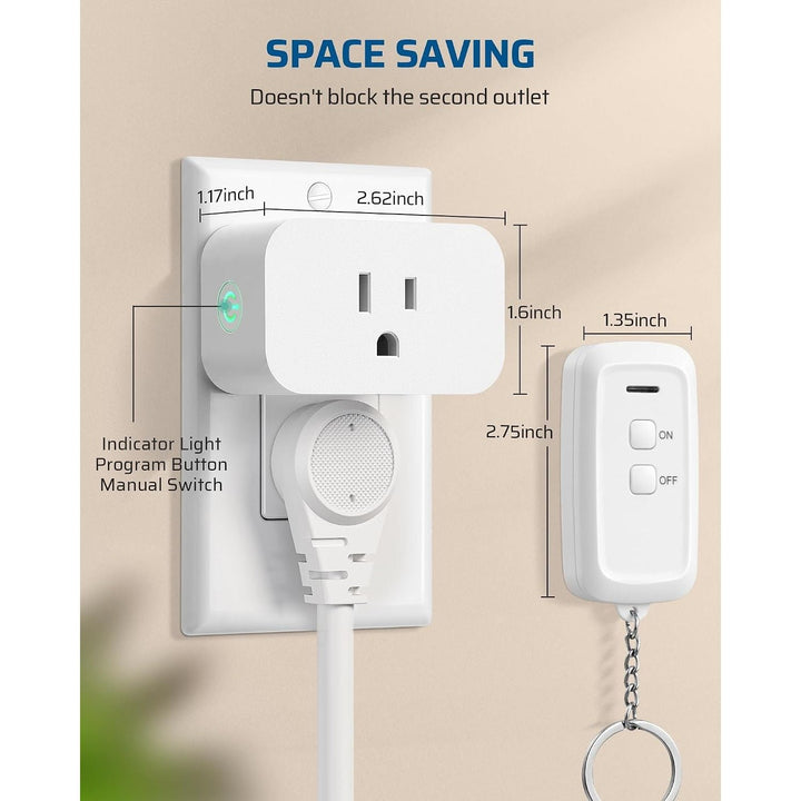 Remote Control Outlet, Outlet with 2 Remotes, Programmable & Expandable, 100FT Range, 15A/1875W, Remote Outlet Switch for Christmas Lights/Trees, Floor Lamp, Bedside Lamp, Fan, Water Heater - Just Closeouts Canada Inc.X004EJJSTD