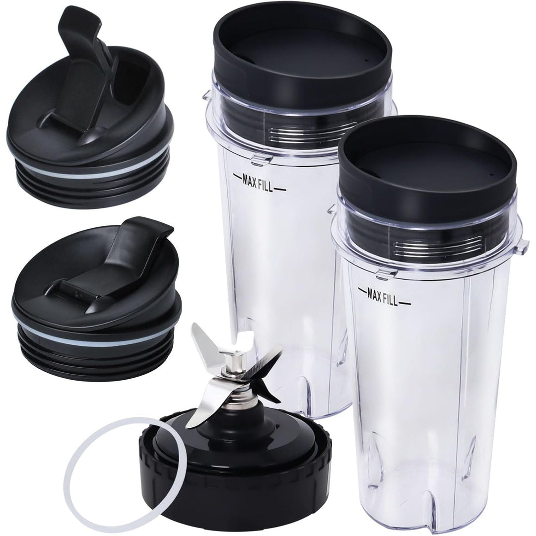 Replacement Parts Compatible with Nutri Ninja, Blender Blade 6 Fins and 2 Pcs 16oz Single Serve Blender Cup Set Compatible with Ninja BL660 BL740 BL780 BL771 BL772 BL773CO - Just Closeouts Canada Inc.