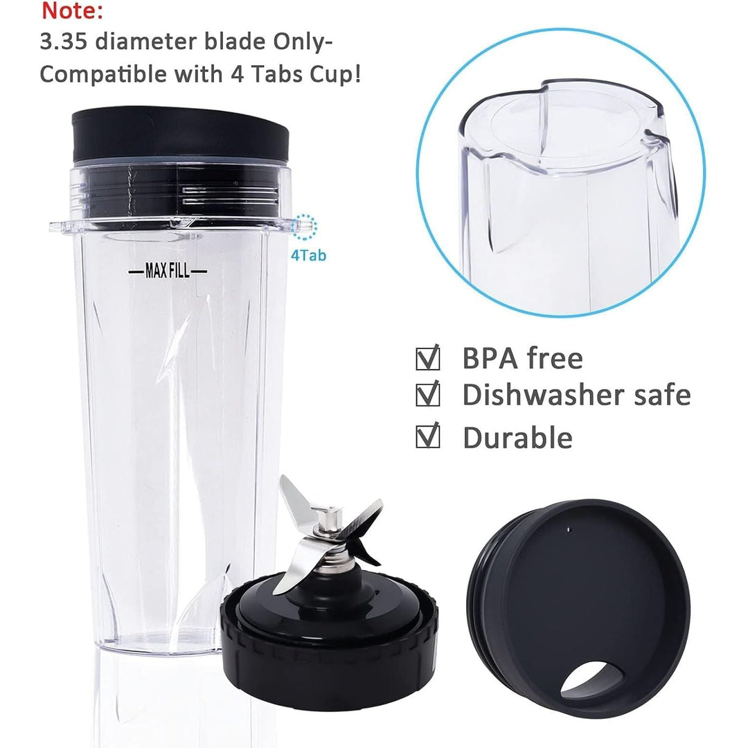 Replacement Parts Compatible with Nutri Ninja, Blender Blade 6 Fins and 2 Pcs 16oz Single Serve Blender Cup Set Compatible with Ninja BL660 BL740 BL780 BL771 BL772 BL773CO - Just Closeouts Canada Inc.