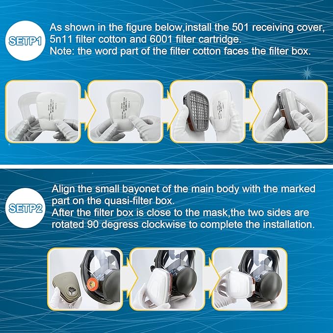 Reusable Respirator full Face Cover, Gas Cover Organic Vapor Mask and Anti - fog,Full Face Cover, for Painting, mechanical polishing, logging, welding, Against Dust, Polishing,Staining,Sanding &Cutting - Just Closeouts Canada Inc.