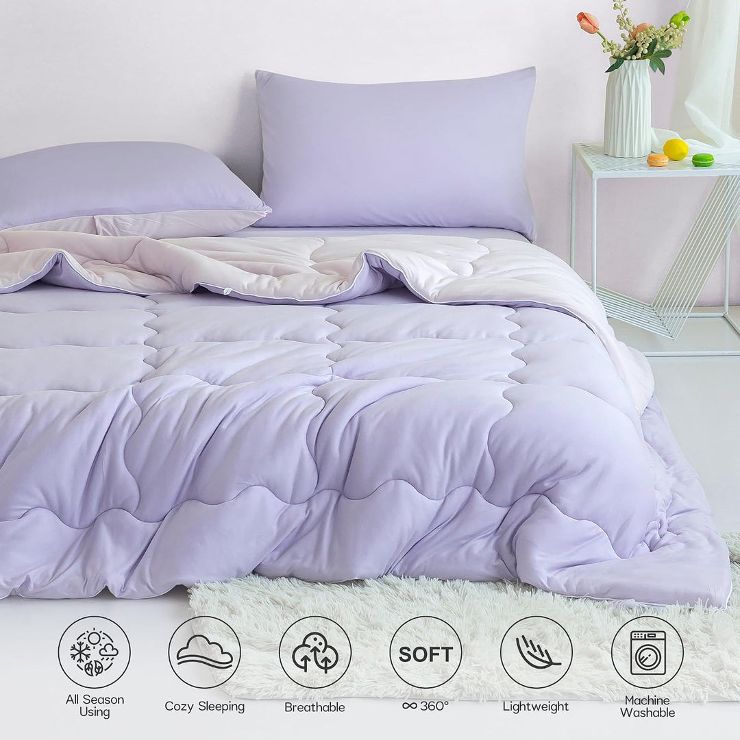 Reversible King / Cal King Comforter Set – Pink and Purple, 3 Pieces - Just Closeouts Canada Inc.