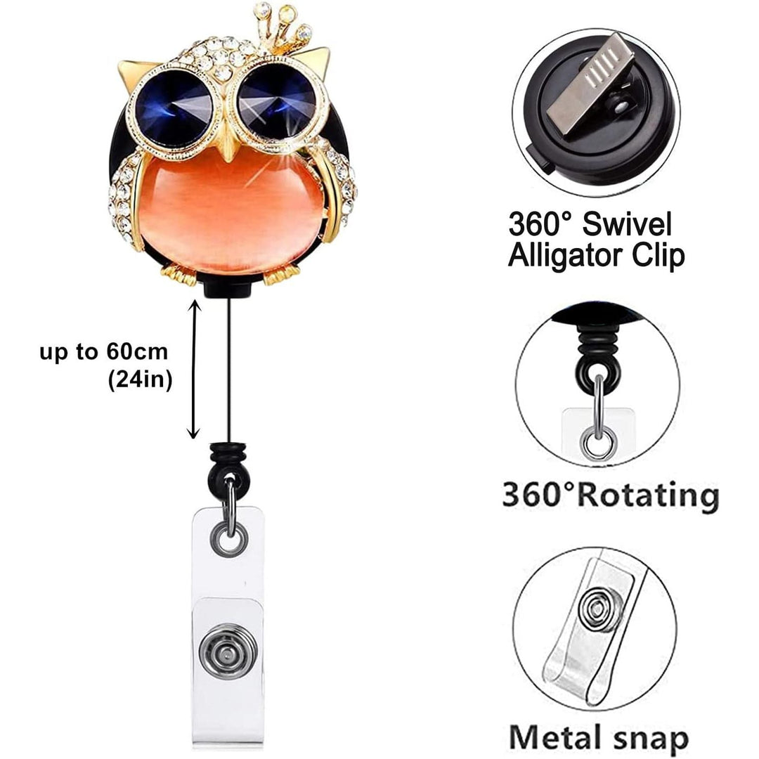 Rhinestones Retractable Badge Reel, Bling Diamond Nurse Badge Holder Reels with Swivel Alligator Clip for Teachers Students Volunteers Employees (3 Pack Crystal Cute Owl) - Just Closeouts Canada Inc.