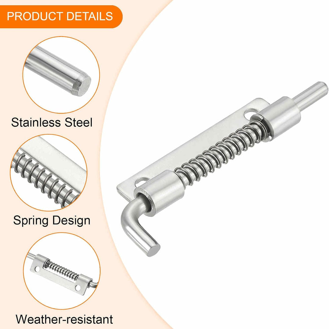 Right-Hand Stainless Steel Spring-Loaded Latch Pins, 3.35 x 0.69 in, 8-Pack - Just Closeouts Canada Inc.