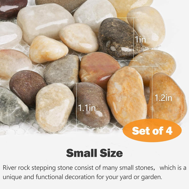 River Rock Stepping Stones Outdoor for Garden Walkway, 6 Pcs 12" L x 4" W Rectangle Shape Paver Step Stones Polished Pebble River Stone Mat for Yard Lawn Patio Pathway Walk Way - Just Closeouts Canada Inc.