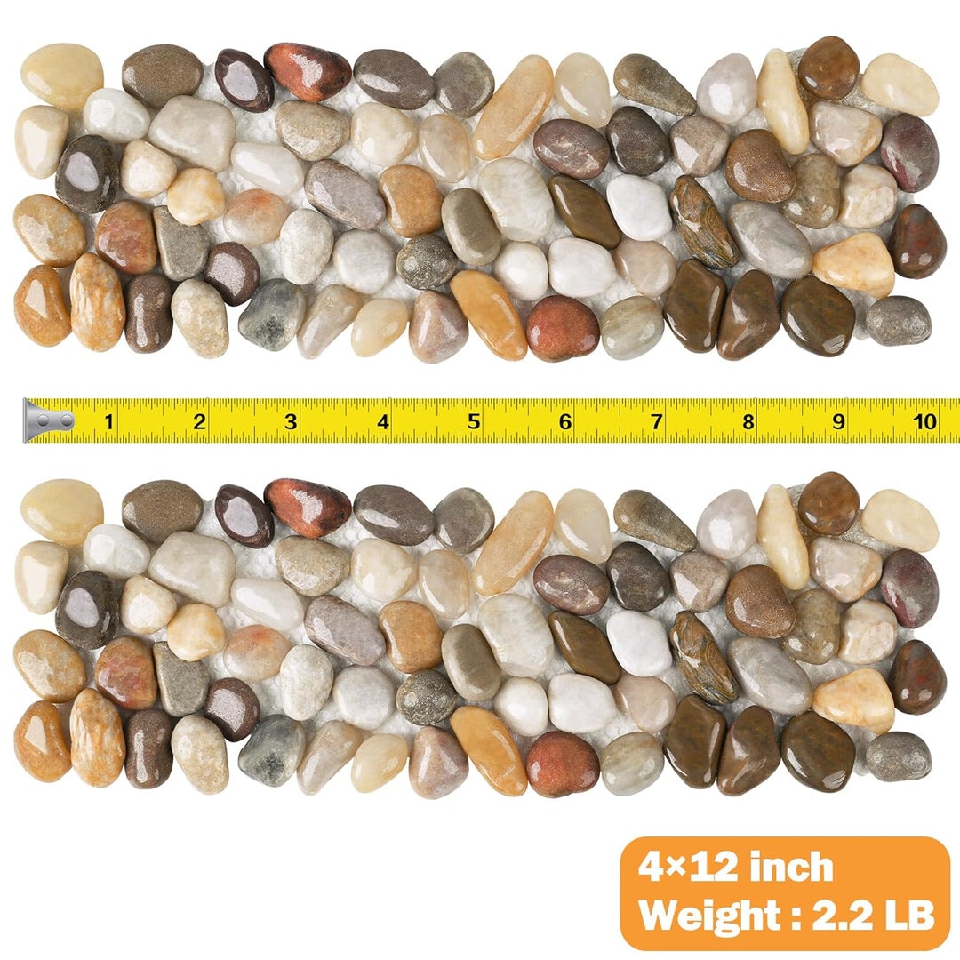 River Rock Stepping Stones Outdoor for Garden Walkway, 6 Pcs 12" L x 4" W Rectangle Shape Paver Step Stones Polished Pebble River Stone Mat for Yard Lawn Patio Pathway Walk Way - Just Closeouts Canada Inc.