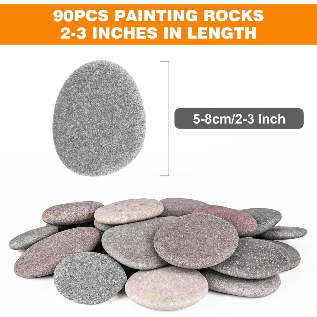 River Rocks for Painting 90 Pcs Large 2 - 3 Inch Flat Smooth Painting Stones Craft Rock to Paint for Crafts Painting Bulk - Just Closeouts Canada Inc.
