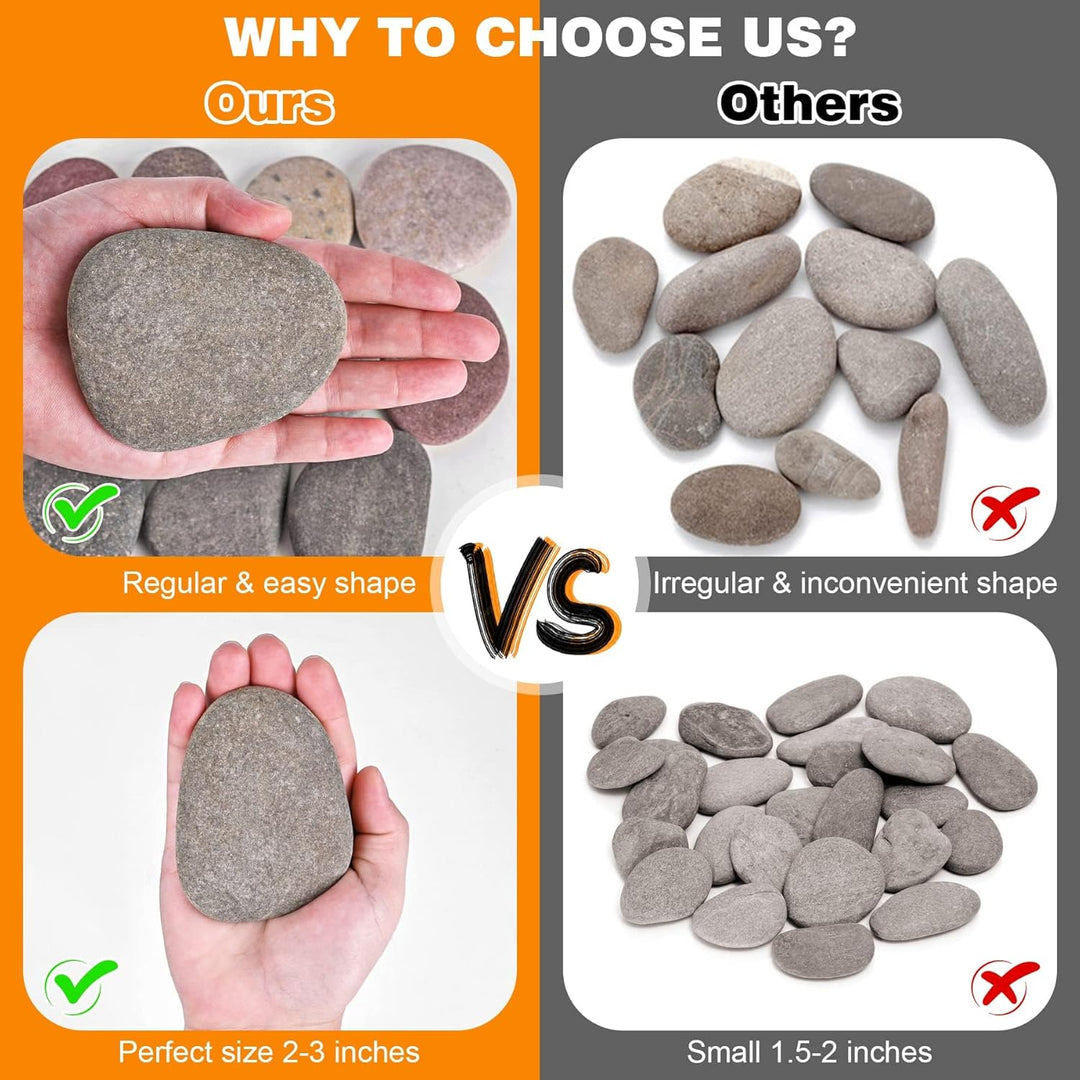 River Rocks for Painting 90 Pcs Large 2 - 3 Inch Flat Smooth Painting Stones Craft Rock to Paint for Crafts Painting Bulk - Just Closeouts Canada Inc.