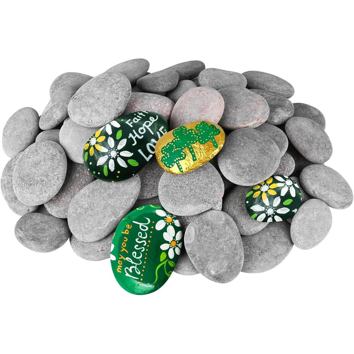 River Rocks for Painting 90 Pcs Large 2 - 3 Inch Flat Smooth Painting Stones Craft Rock to Paint for Crafts Painting Bulk - Just Closeouts Canada Inc.
