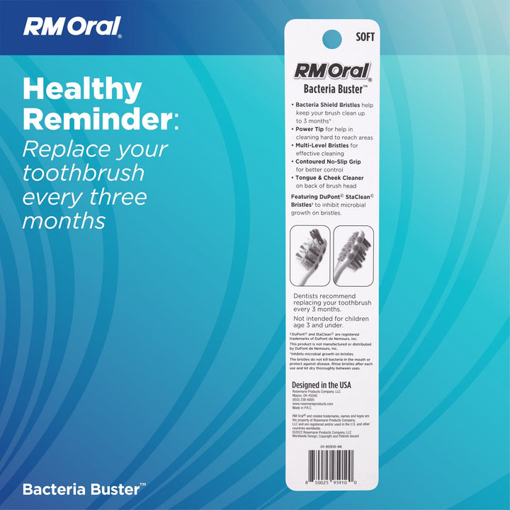 RM Oral Bacteria Buster Toothbrush, Soft - 1ct (Color May Vary) - Just Closeouts Canada Inc.8 50025 95910 0