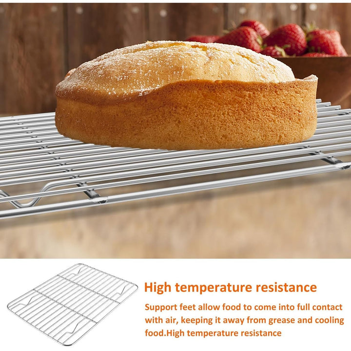 Roasting Pan with Rack, 14 Inch Turkey Roasting Pan & Cooling Rack, Stainless Steel Baking Pans Non Stick Roaster Pan with Wire Rack for Cooking Ham, Chicken, Cake, Lasagna, Casserole - Just Closeouts Canada Inc.