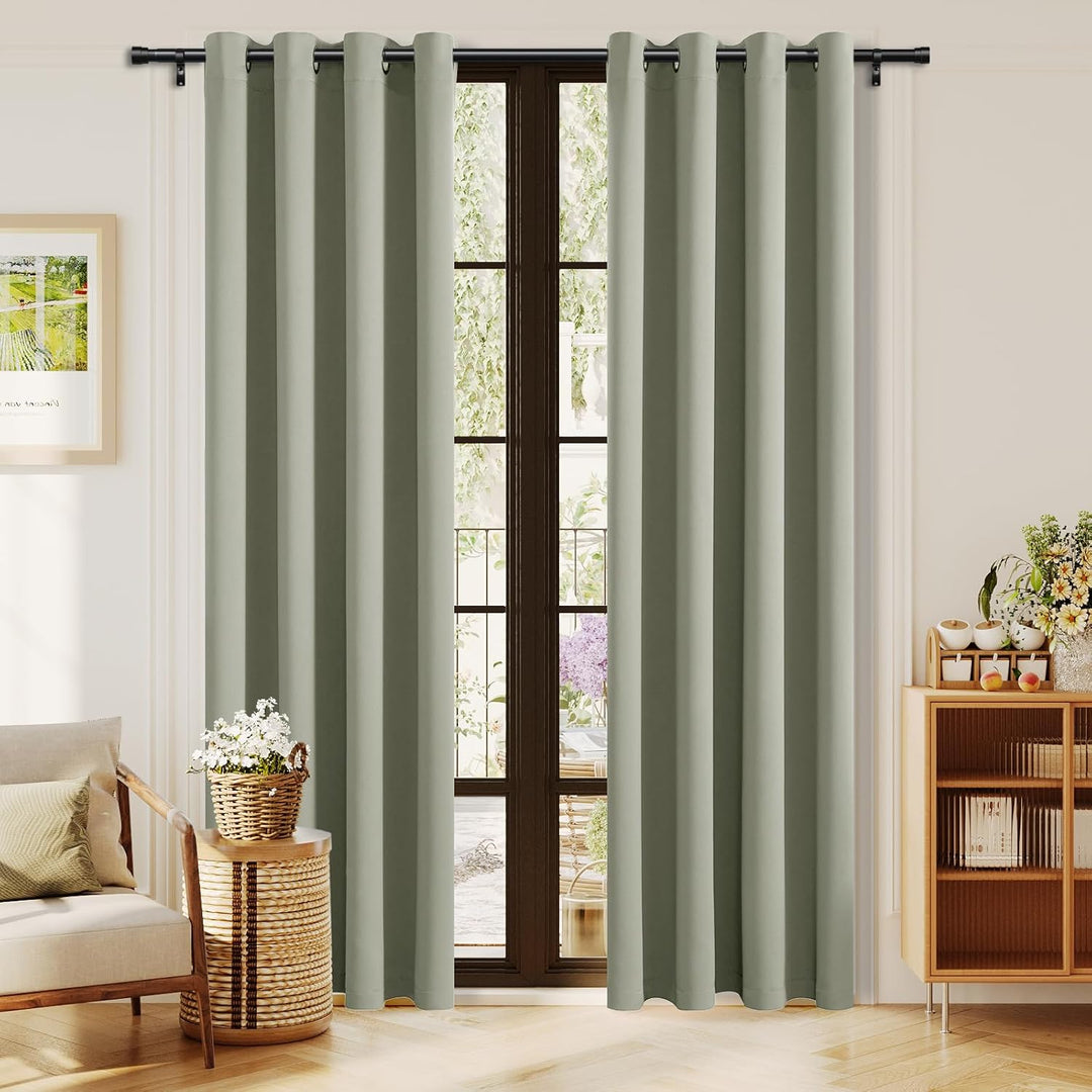 Room-Darkening Grommet Curtains, Sage Green, 52 x 84 in, 2 Panels - Just Closeouts Canada Inc.