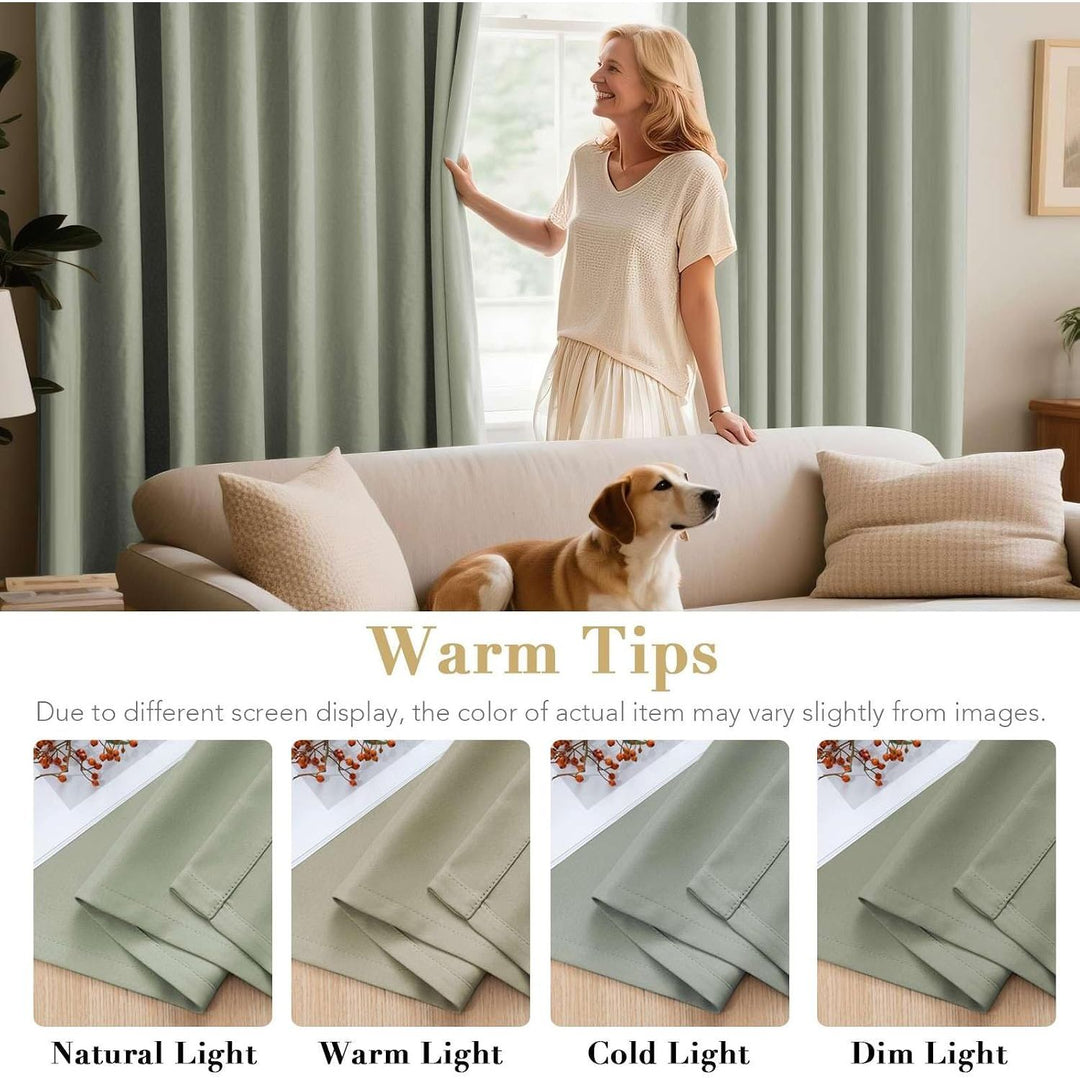 Room-Darkening Grommet Curtains, Sage Green, 52 x 84 in, 2 Panels - Just Closeouts Canada Inc.