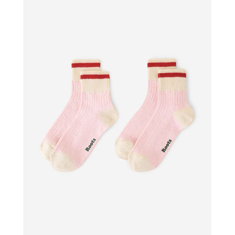 Roots Cotton Cabin Ankle Socks, Pink, One Size, 2pk - Just Closeouts Canada Inc.52273988