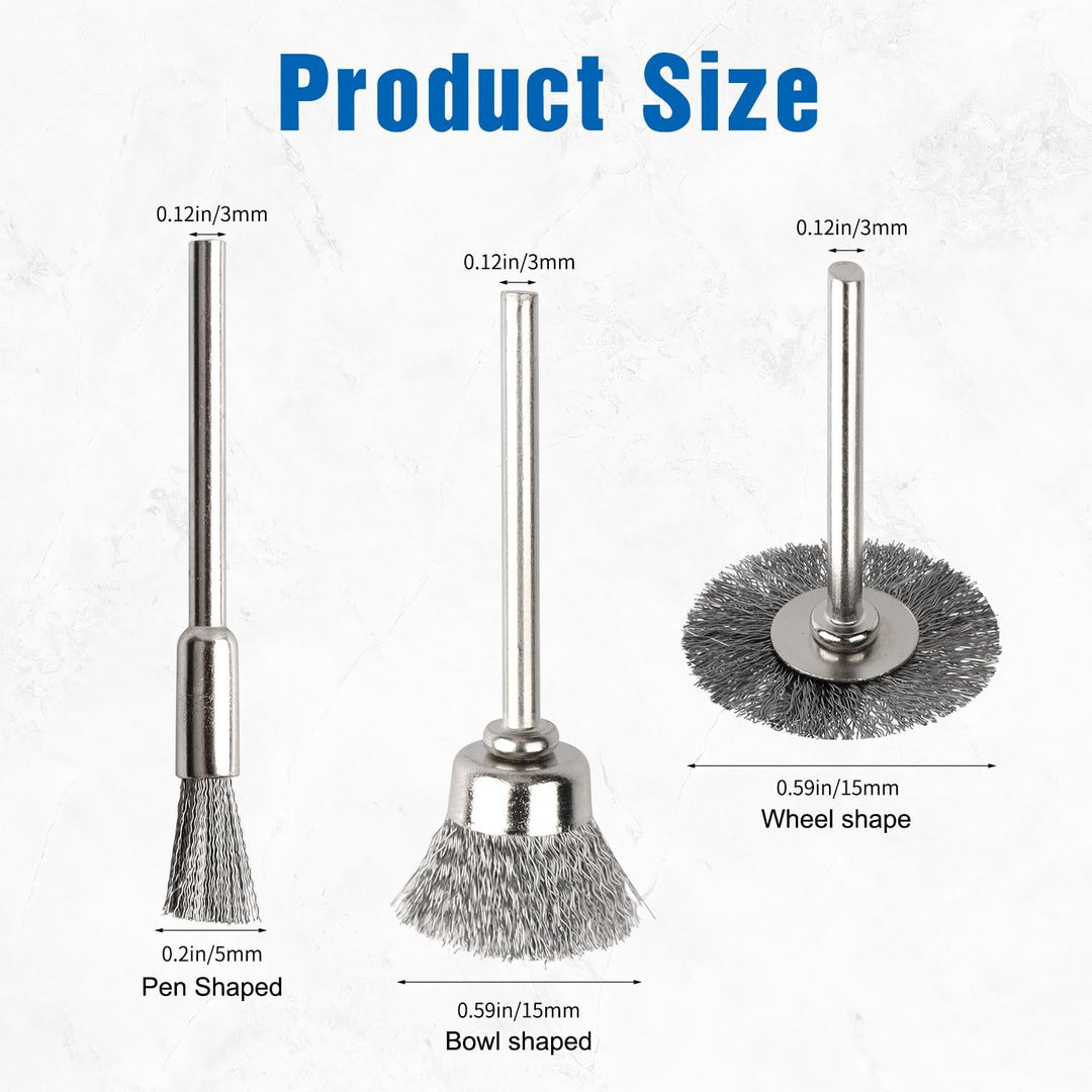 Rotary Steel Wire Brush Set – 120 Pieces, Wheel / Cup / Pen - Just Closeouts Canada Inc.