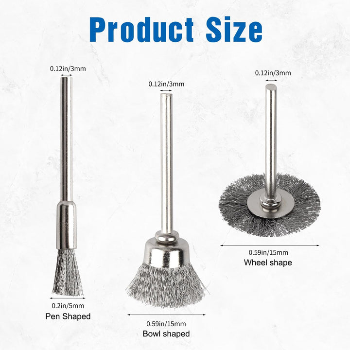 Rotary Steel Wire Brush Set – 120 Pieces, Wheel / Cup / Pen - Just Closeouts Canada Inc.