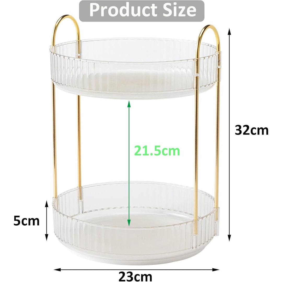 Rotating Makeup Organizer, 2 Tier Large Capacity Perfume Organizer Makeup Organizer, Cosmetic Organizer for Vanity Bathroom Bedroom, White - Just Closeouts Canada Inc.