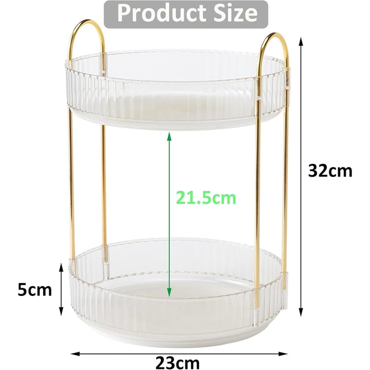 Rotating Makeup Organizer, 2 Tier Large Capacity Perfume Organizer Makeup Organizer, Cosmetic Organizer for Vanity Bathroom Bedroom, White - Just Closeouts Canada Inc.
