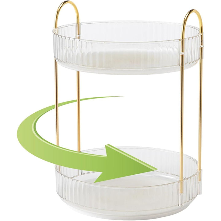 Rotating Makeup Organizer, 2 Tier Large Capacity Perfume Organizer Makeup Organizer, Cosmetic Organizer for Vanity Bathroom Bedroom, White - Just Closeouts Canada Inc.