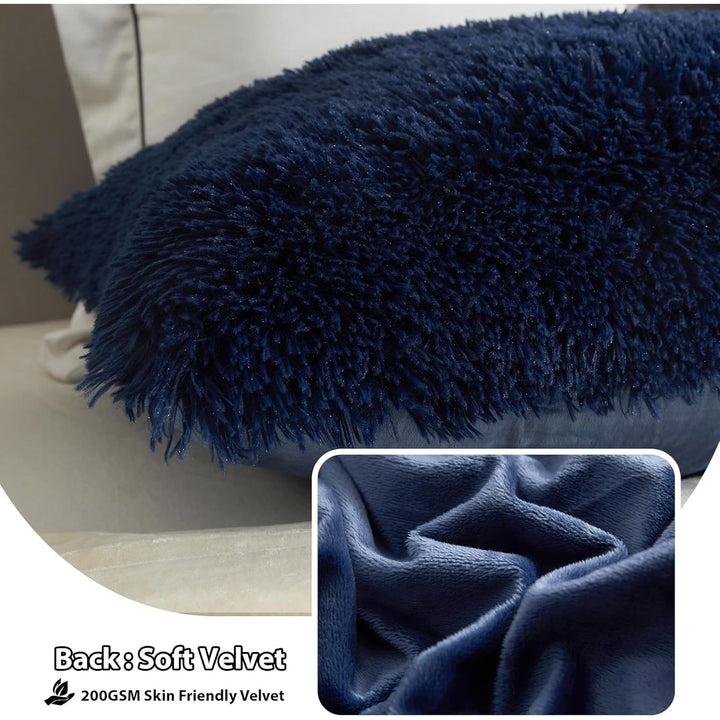 Royal Blue Plush Faux Fur Body Pillowcase, Luxury Shaggy Ultra Bed Pillow Covers 20"x54" for Home Decor Bed Couch,Microfiber Long Pillowshams for Adults Pregnant Women/Mother/Wife(Navy) - Just Closeouts Canada Inc.