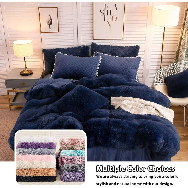 Royal Blue Plush Faux Fur Body Pillowcase, Luxury Shaggy Ultra Bed Pillow Covers 20"x54" for Home Decor Bed Couch,Microfiber Long Pillowshams for Adults Pregnant Women/Mother/Wife(Navy) - Just Closeouts Canada Inc.