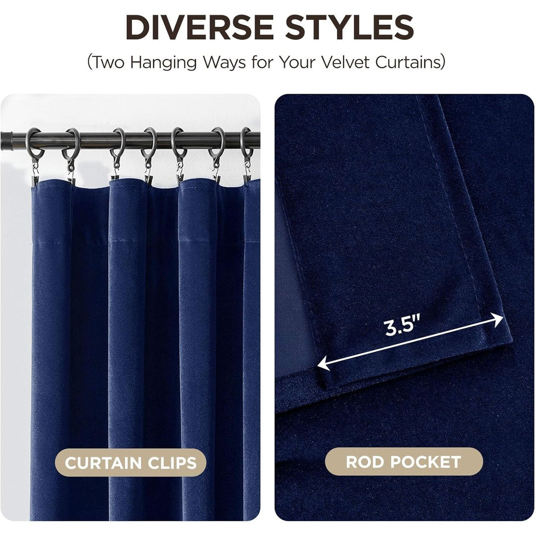 Royal Blue Velvet Rod Pocket Curtains, 2 Panels, 90 in - Just Closeouts Canada Inc.X0038O59H5