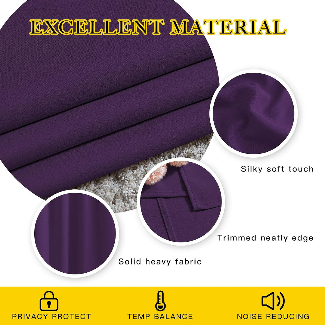 Royal Purple Blackout Grommet Curtains, 52 x 84 in, Set of 2 - Just Closeouts Canada Inc.