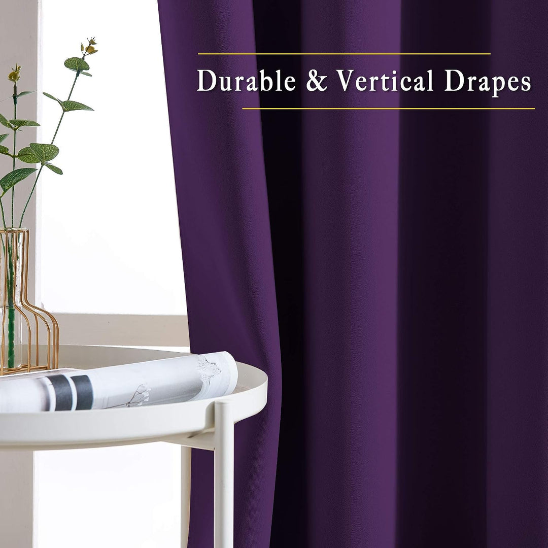 Royal Purple Blackout Grommet Curtains, 52 x 84 in, Set of 2 - Just Closeouts Canada Inc.