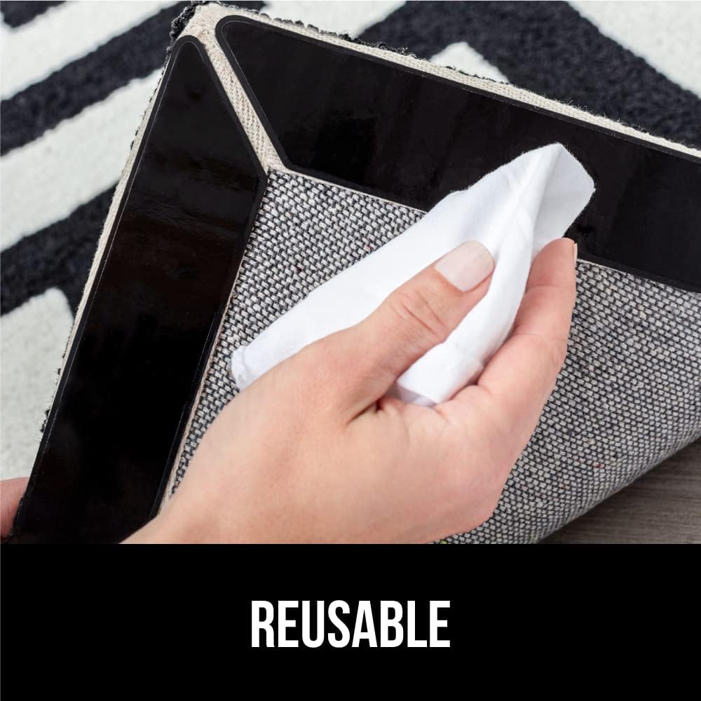 Rug Gripper Pads 12 Pack, Keep Area Rugs Corners from Curling and Bunching, Reusable Dual - Sided Flexible Sticky Pad Grips Floor and Holds Carpet in Place on Hardwood Floors - Just Closeouts Canada Inc.