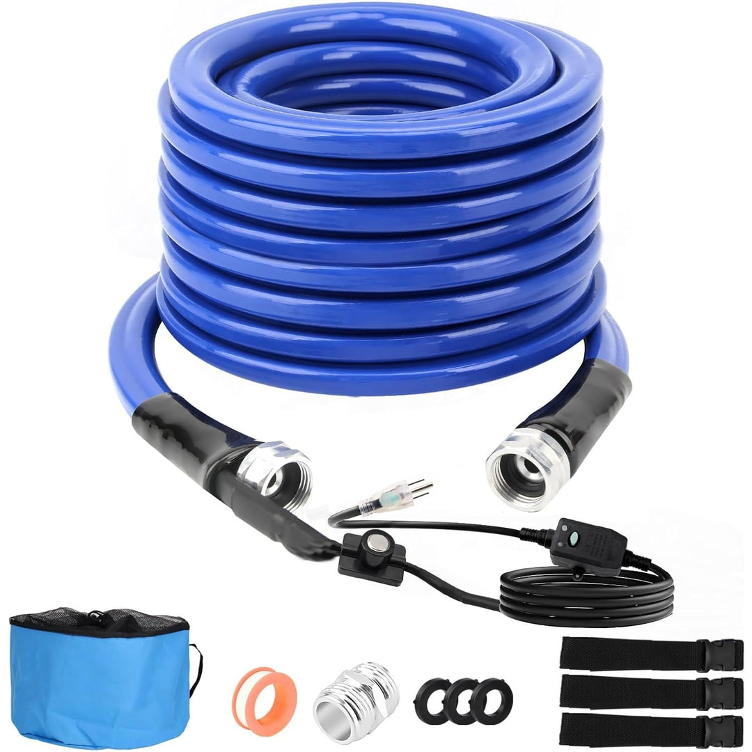 RV Heated Water Hose 50Ft, - 40 ℉ Antifreeze Heated RV Water Hose with Energy Saving Thermostat, 5/8 "Inner Diameter Lead ＆BPA Free, Heated Drinking Hose with Storage Bags for Camper/Home - Just Closeouts Canada Inc.