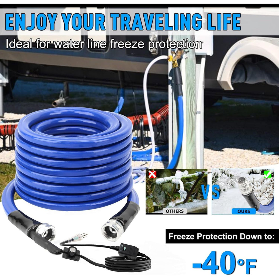 RV Heated Water Hose 50Ft, - 40 ℉ Antifreeze Heated RV Water Hose with Energy Saving Thermostat, 5/8 "Inner Diameter Lead ＆BPA Free, Heated Drinking Hose with Storage Bags for Camper/Home - Just Closeouts Canada Inc.