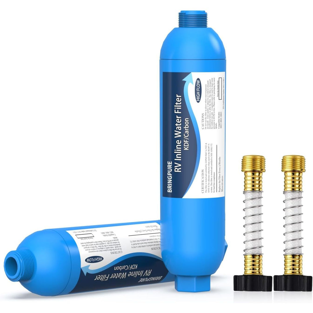 RV Inline Water Filter with Flexible Hose Protector,NSF Certified Reduce Chlorine,Odor, Fluoride in Drinking Water,Dedicated for RVs and Marines,2Pack - Just Closeouts Canada Inc.