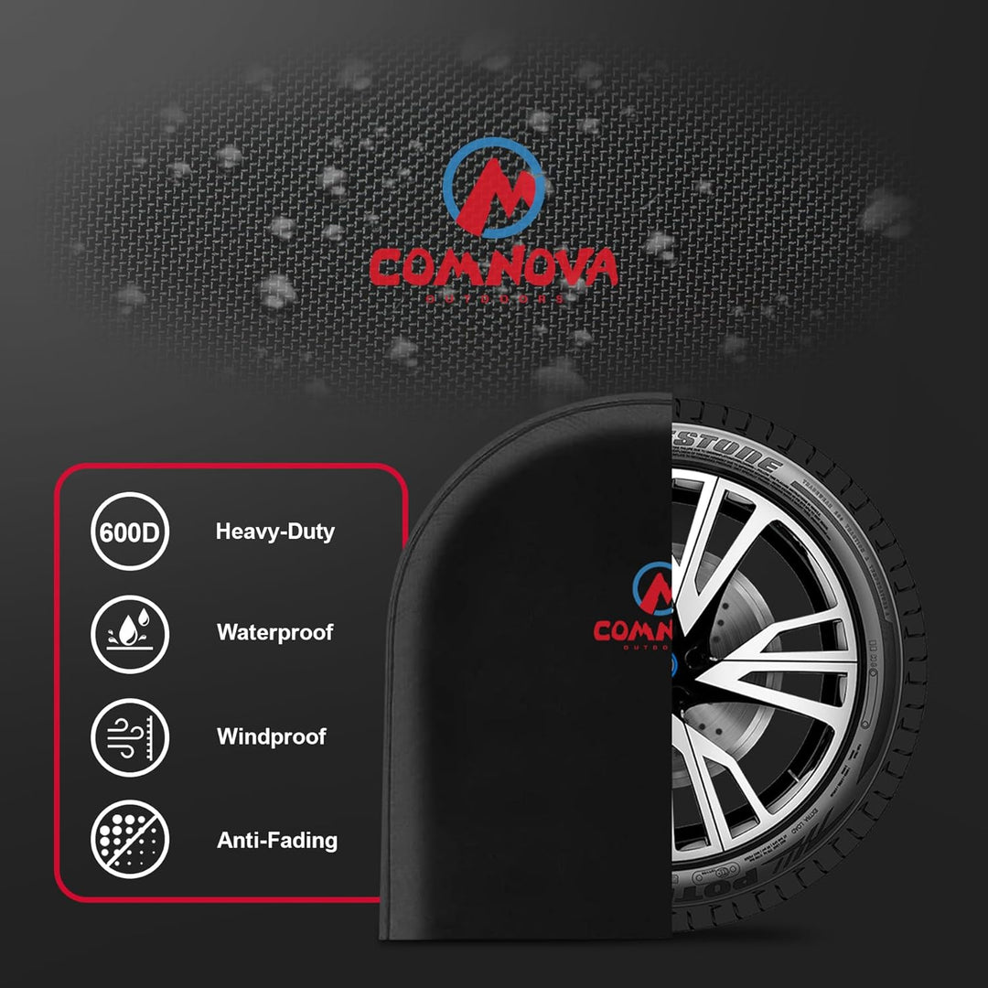 RV Tire Covers 4 Pack, Tough Tire Wheel Protector for Truck, SUV, Travel Trailer, Camper, Motorhome, Boat, Van, PU Oxford Waterproof Sun Rain Snow Protector Cover, Fits Tire Diameters 26 - 29 inch - Just Closeouts Canada Inc.