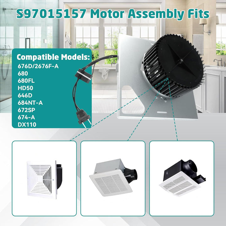 S97015157 Motor Assembly for Broan NuTone 110 CFM Ultra Quiet Bathroom Exhaust Fan Replacement - Fits 676, 680, 684NT, 672SP, 674, HD50, DX110 Models - Just Closeouts Canada Inc.X004G4X5OZ