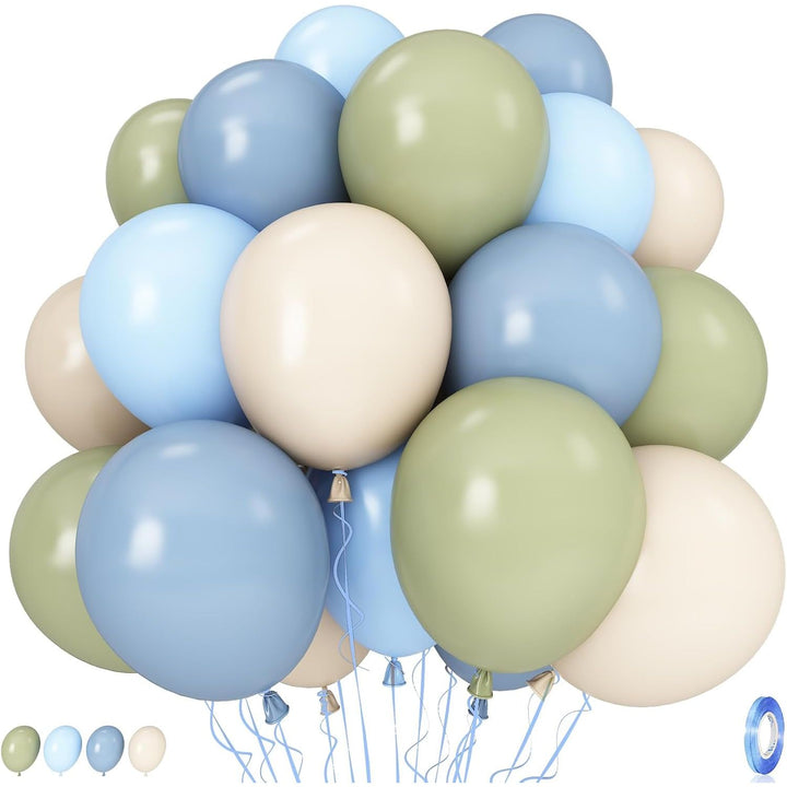 Sage Green, Blue & Cream Latex Balloons – 35 Pack, 12 Inch - Just Closeouts Canada Inc.