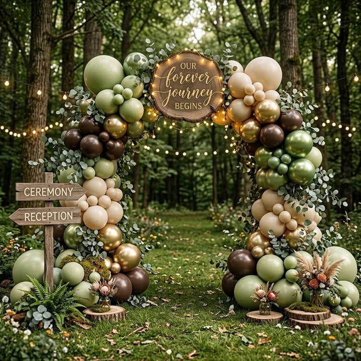 Sage Green Brown Safari Balloons, 60PCS Dusty Olive Green Coffee Beige Metallic Gold Eucalyptus Latex Balloon, Camo Army Hunting Balloons for Woodland Baby Shower Birthday Party Decorations Supplies - Just Closeouts Canada Inc.