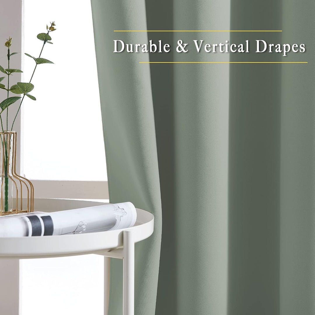 Sage Green Room-Darkening Curtains, 52 x 84 in, Set of 2 - Just Closeouts Canada Inc.