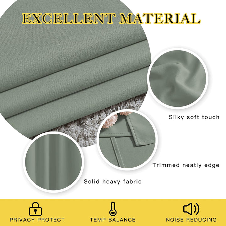 Sage Green Room-Darkening Curtains, 52 x 84 in, Set of 2 - Just Closeouts Canada Inc.