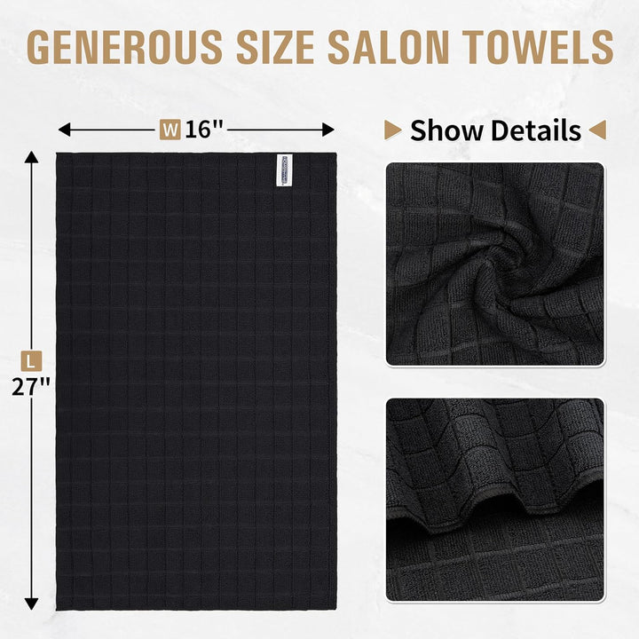 Salon Towels, 12 Pack Black Hand Towels for Bathroom, 16 by 27 Inches Bulk Quick Dry Absorbent Microfiber Hair Towel, Bathroom Towels for Gym Spa Barber Pedicure Makeup & Beauty - Just Closeouts Canada Inc.X004DKL3J1