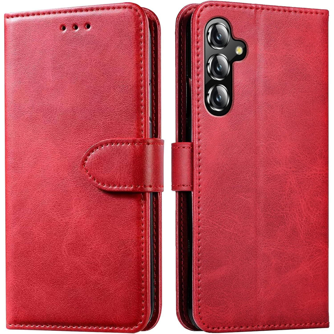 Samsung Galaxy S25 Case for Samsung S25 Wallet Case Shockproof Flip Flap Magnetic Clasp Protective for Galaxy S25 Cover with Cash Credit Card Slots for Samsung S25 (Red) - Just Closeouts Canada Inc.