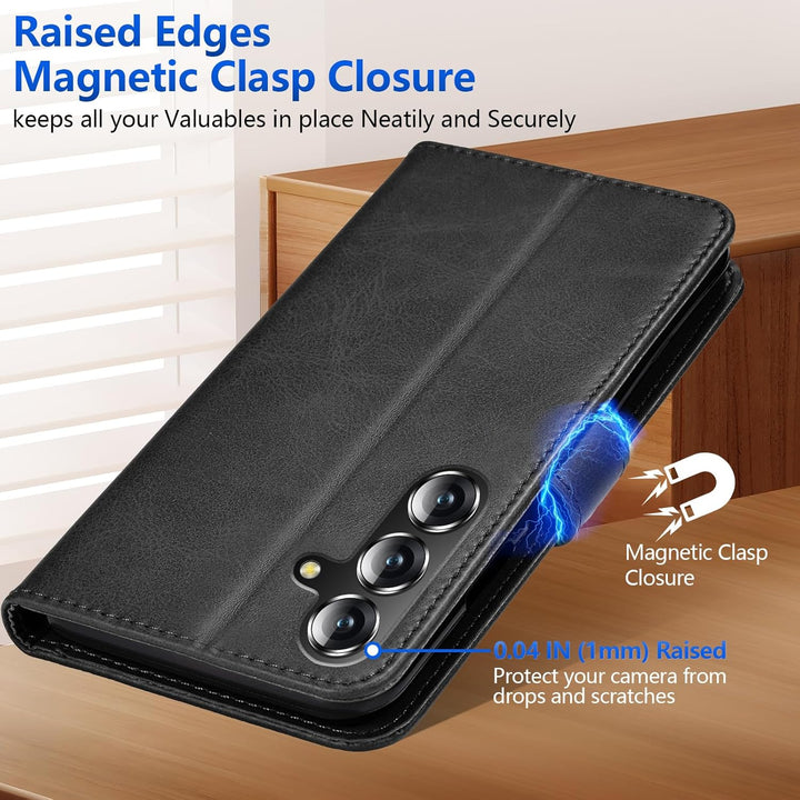 Samsung Galaxy S25 Case for Samsung S25 Wallet Case Shockproof Flip Flap Magnetic Clasp Protective for Galaxy S25 Cover with Cash Credit Card Slots for Samsung S25 (Black) - Just Closeouts Canada Inc.