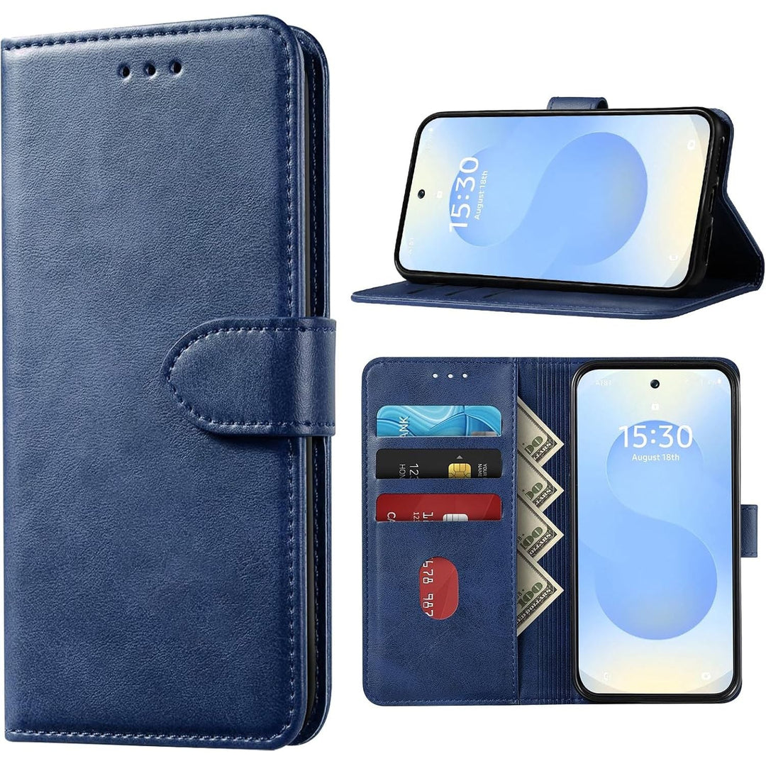 Samsung Galaxy S25 Case for Samsung S25 Wallet Case Shockproof Flip Flap Magnetic Clasp Protective for Galaxy S25 Cover with Cash Credit Card Slots for Samsung S25 (Blue) - Just Closeouts Canada Inc.