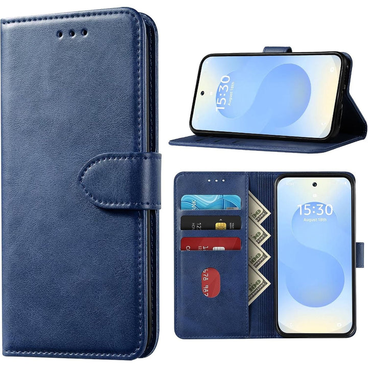 Samsung Galaxy S25 Case for Samsung S25 Wallet Case Shockproof Flip Flap Magnetic Clasp Protective for Galaxy S25 Cover with Cash Credit Card Slots for Samsung S25 (Blue) - Just Closeouts Canada Inc.