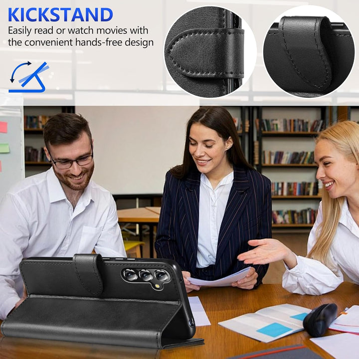 Samsung Galaxy S25 Case for Samsung S25 Wallet Case Shockproof Flip Flap Magnetic Clasp Protective for Galaxy S25 Cover with Cash Credit Card Slots for Samsung S25 (Black) - Just Closeouts Canada Inc.