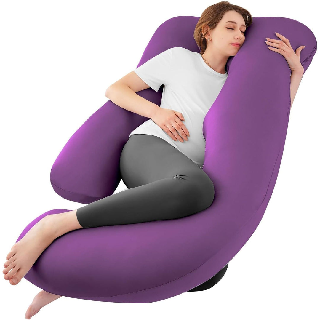 Sasttie Pregnancy Pillows for Sleeping, U Shaped Cooling Full Body Pillow, Pregnancy and Side Sleeper Must Haves, Maternity Pillow for Pregnant Women with Removable Cover, Purple - Just Closeouts Canada Inc.