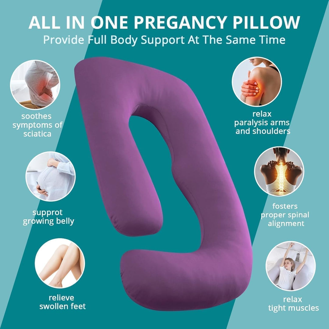 Sasttie Pregnancy Pillows for Sleeping, U Shaped Cooling Full Body Pillow, Pregnancy and Side Sleeper Must Haves, Maternity Pillow for Pregnant Women with Removable Cover, Purple - Just Closeouts Canada Inc.