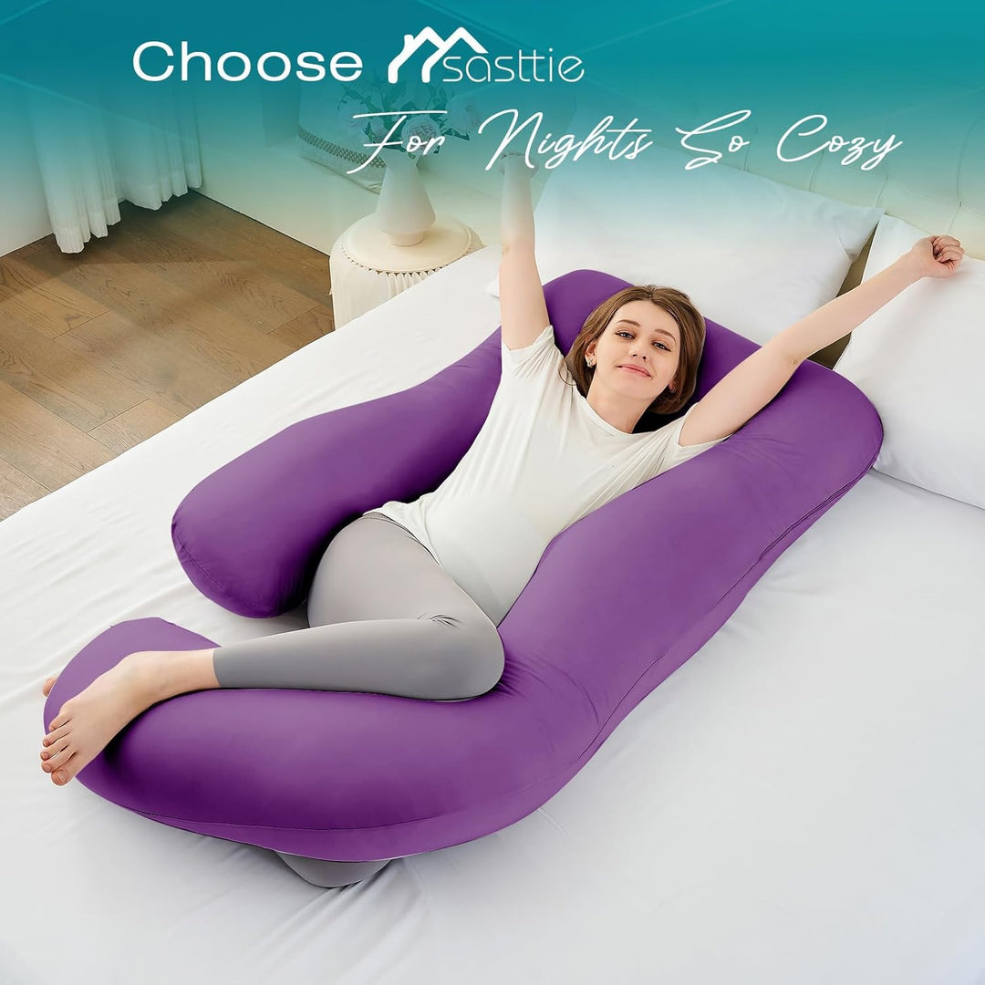 Sasttie Pregnancy Pillows for Sleeping, U Shaped Cooling Full Body Pillow, Pregnancy and Side Sleeper Must Haves, Maternity Pillow for Pregnant Women with Removable Cover, Purple - Just Closeouts Canada Inc.