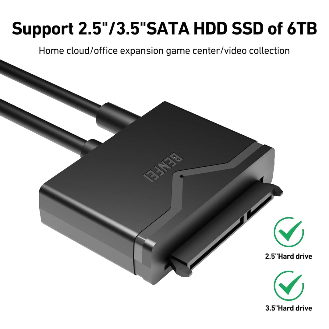 SATA to USB 3.0 Cable, USB 3.0 to SATA III Hard Drive Adapter Compatible for 2.5 3.5 Inch HDD/SSD Hard Drive Disk with 12V/2A Power Adapter, Support UASP - Just Closeouts Canada Inc.000221black
