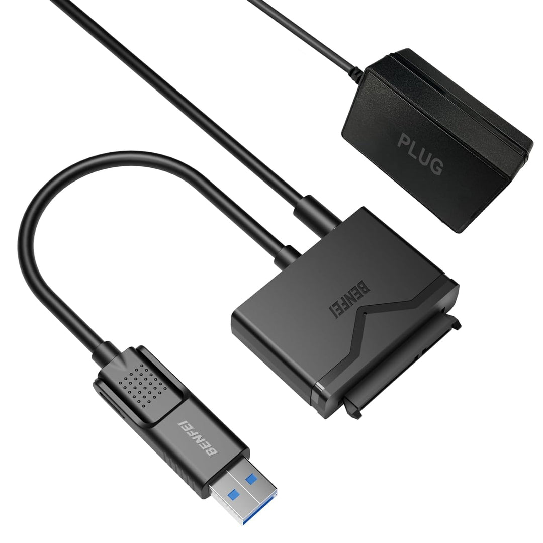 SATA to USB 3.0 Cable, USB 3.0 to SATA III Hard Drive Adapter Compatible for 2.5 3.5 Inch HDD/SSD Hard Drive Disk with 12V/2A Power Adapter, Support UASP - Just Closeouts Canada Inc.000221black