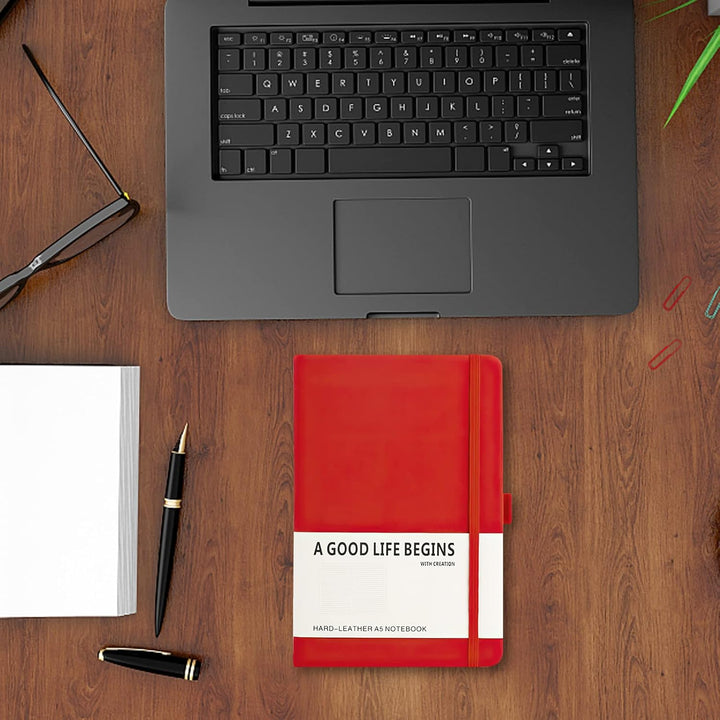 SAYEEC Lined Journal Notebook, 200 Pages Classic Hardcover Notebook with Pen Loop, A5 Ruled Journals for Writing Note Taking Office School, Premium Thick Paper with Inner Pocket (Red) - Just Closeouts Canada Inc.