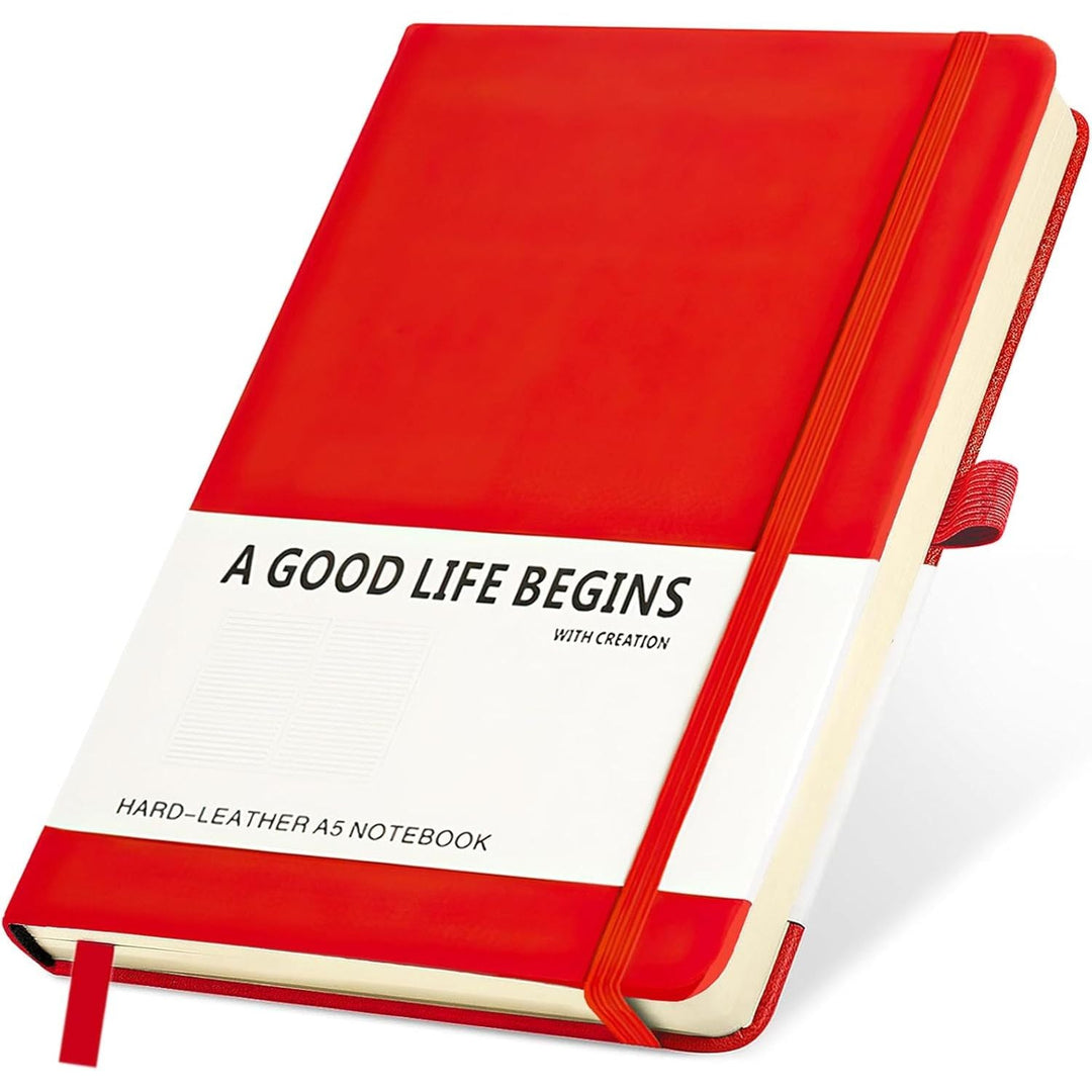 SAYEEC Lined Journal Notebook, 200 Pages Classic Hardcover Notebook with Pen Loop, A5 Ruled Journals for Writing Note Taking Office School, Premium Thick Paper with Inner Pocket (Red) - Just Closeouts Canada Inc.